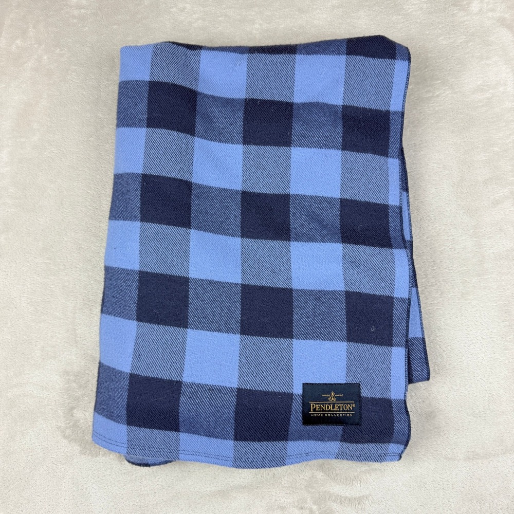 Pendleton Home Collection Throw Blanket 52x68.5 Blue Buffalo Plaid Rob Roy Luxe